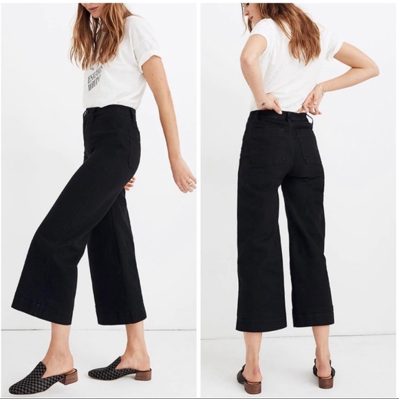 Madewell Denim - Madewell Emmett Wide Leg Crop Pants in Black Sz 29